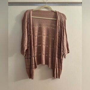 Beige short sleeve cardigan with cut out detailing